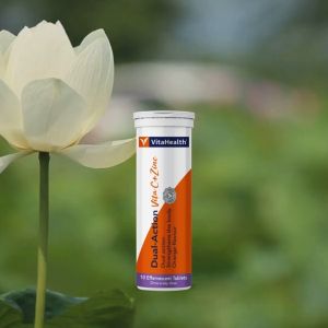 VITAHEALTH DUAL-ACTION VITA C + ZINC 10S EFFERVESCENT TABLET ORANGE FLAVOUR [EXP DATE : 22/2/2026] VITAMINS FOR IMMUNITY
