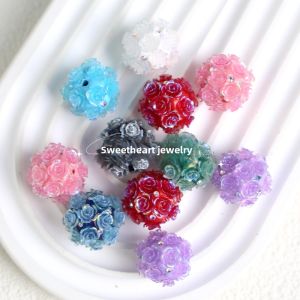 Clay Heavy Industry Decals Romantic Rose Flower Ball DIY Mobile Phone Charm Key Chain Eardrops Necklace Accessories Scattered Beads