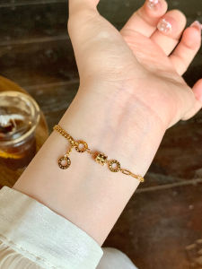 Classic LuLuTong Roman Titanium Steel Bracelet Gold Color Womens Fashion Jewelry Premium Quality Lightweight Exquisite