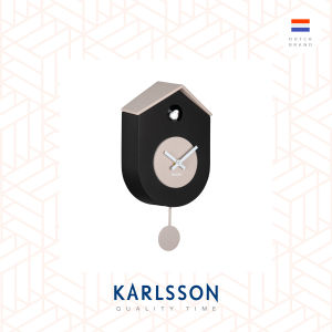 Karlsson Wall clock L.32.5cm Grato Cuckoo ABS black w. warm grey (Pendulum)