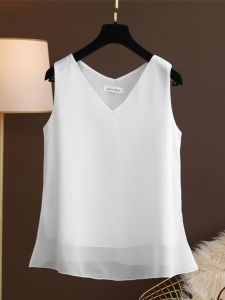 Celebrity Style Chiffon Vest Female Summer New Sleeveless Sling T-shirt V-neck Tops Loose Inner Wear Belly-Covering Shirt