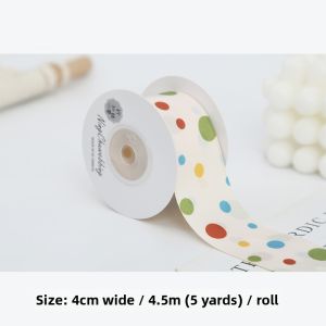 NingChu Ribbon | DIY Hair Accessories Packing Material Double-sided Satin Ribbon Creamy Dots