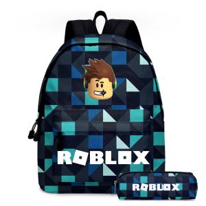 New Roblox Cross-Border Game Double Shoulder Backpack Set for Middle And Primary School Students Childrens Bookbag Floral Print Daily Use