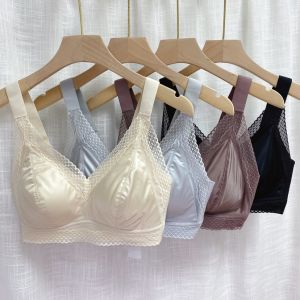 Ximilu 905 Latex Cotton Glossy Lace Edge without Steel Ring without Side Bone Plaid Exercise Sleep Bra Intimates