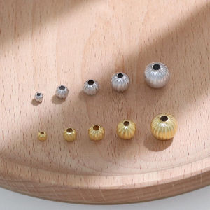 S925 Pure Silver Gold Plated Watermelon Beads Loose Beads DIY Handmade Bracelet Necklace Stripe Separator Jewelry Accessories
