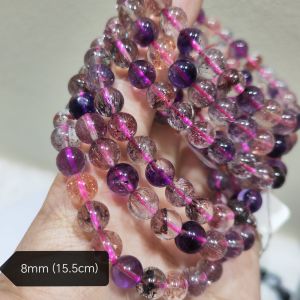 High Grade Collection Super 7 Seven Clear Views full minerals Natural Quartz Bracelet 高等级超七紫发金草莓黑加仑收藏级天然水晶手串手链
