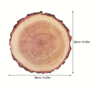 VIKAMA Wood Slice Tree Ring Placemat Natural Brown Log Texture Rustic Wooden Table Mat Round Heat Resistant Dining Decor Soft