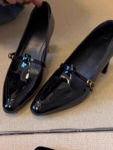 Pointed Toe Mary Jane Shoes Womens T-Strap High Heel Single Shoes for Skirts Cowhide Version Fashionable British Style Shoes