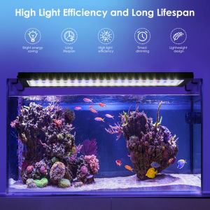 ไฟตู้ปลาสเปกตรัมเต็มรูปแบบพร้อมจอแอลซีดีไฟตู้ปลา LED RGB 16W สำหรับถังน้ำจืดที่มีระดับความสว่าง 10 ระดับนาฬิกา สำหรับปลูกถัง 41-61 ซม