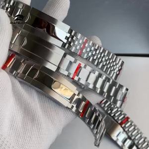 Silver 20mm Width Stainless Steel Jubilee Watch Strap Bracelet for SUB 40mm Diving NH35 NH34 GMT Men Watches Glide Lock Clasp