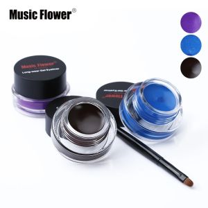 2 in 1 Coffee and Black Gel Cream Eyeliner Make Up Waterproof Cosmetics Set Eye Liner+Brushes Makeup Eye Cosmetics