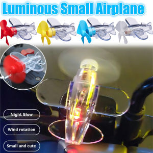 Luminous Mini Rotatable Airplane Car Ornaments Wind Powered Led Light Small Airplane Motorcycle Helmet Decor Motorcycle Bicycle Decorations