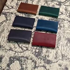 Portable Genuine Leather Bifold Card Holder Pocket Wallet for Male Handmade Slim Credit Card Case for Womens Travel Wallet