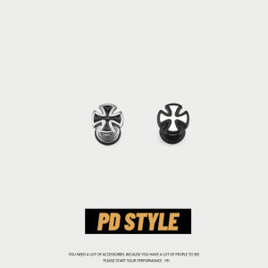 Retro Black White Cross Mens Earrings Personality Cool Fashion Titanium Steel Korean Style Couple Jewelry Fresh out Now