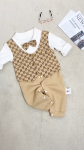 Littlemomoko - Jumper bayi anak laki laki usia 0-2 tahun premium baju tuxedo DASI PITA CREAM/JMP-4751