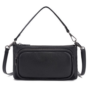 Zency Womens Simple Shoulder Bag Crossbody Multi-pockets Leather Handbag Genuine Cowhide Satchels 2025 Purses Summer Bag