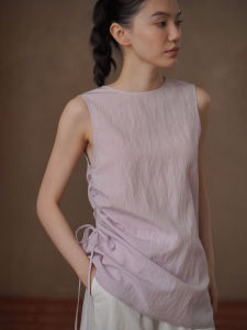 hacikis | Smooth Drapery Loose Fit Side Drawstring Sleeveless Tank Top
