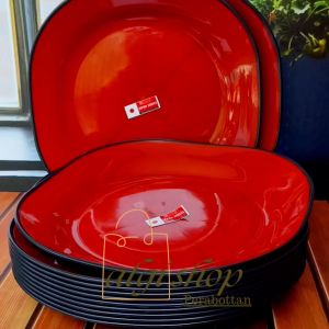 12Pcs Piring kotak ramen hitam merah terlaris Foodgrde
