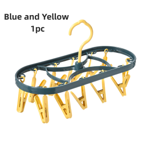 12‑Clip Laundry Drying Hanger Multi‑Clips Sock Underwear Dryer Rack Windproof Clothes Peg Hanger for Home Travel