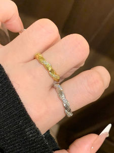 Elegant Minimalist Womens Open Diamond Embedded Twist Ring Vintage Style Fashionable Jewelry for Various Occasions