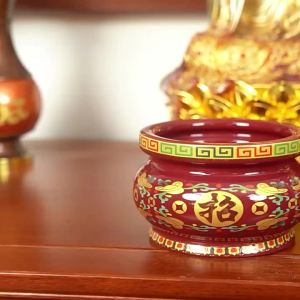 SXH  Red Tang Style Incense Burner for Home Use Buddha Incense Burner Ceramic Incense Burner for Home Worship Buddha Hall Home Worship Bodhisattva Incense Holder