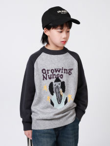 Boys Knitted Sweater Autumn Winter Thick Warm Long Sleeve Base Layer Shirt Casual Style Polyester Acrylic Nylon Blend Fabric