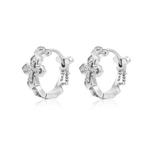 GUDUD | Mens Silver Cross Earrings Stylish Simple