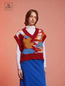 100% Cashmere Sleeveless Knitted Vest Womens New Year Style V-Neck Pullover Short Length Fashionable Commute Wear Marc OPolo