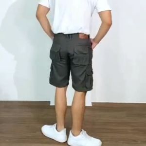 Celana Cargo Pendek Canvas Premium Kargo Kanvas Pria Big Size S M L XL XXL 3XL 4XL 5XL - HIjau Army