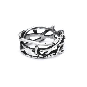 Vintage Hollow Out Design Stainless Steel Thorns Mens Ring Couple Rings For Men Women Cool Nordic Viking Accessories Jewelry