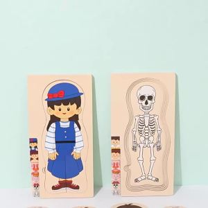 Montessori Wooden Multi-layer Puzzle Human Body Structure Jigsaw Game Boys Girls Early Educational Toys For Children Kids