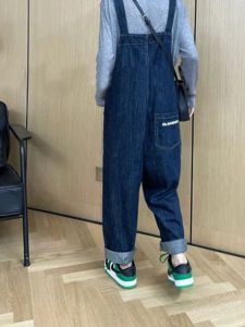 Anti-Aging Elegant Stylish Retro Denim Suspenders Female 2024 Spring & Fall New Arrival Western Style Slimming One-Piece Suspender Pants