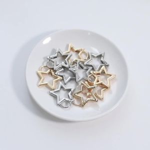 5pcs Hollow Star Shaped Spring Clasps Alloy Carabiner Keychain Bag Clip Hook Dog Chain Buckle Connector DIY Jewelry Accessories