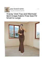 Tracey Vest Top and Mermaid Skirt Crepe Fabric Free Size Fit Small to Large