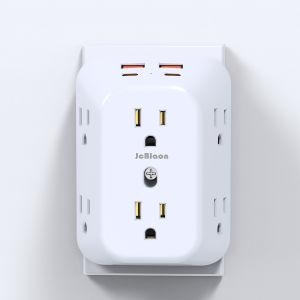 US Plug Power Strip Multitap With 6 Outlets and 2 USB-A &2 Type-c4-Side Design Wall Charger for Home Travel Office Kitchen