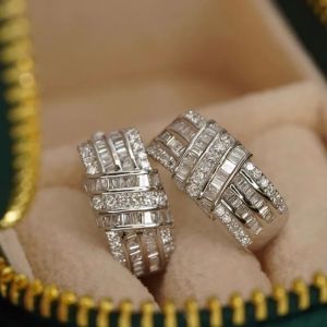 Huitan Modern Fashion Design Womens Hoop Earrings Luxury Cubic Zirconia Statement Female Earrings for Wedding Party Jewelry