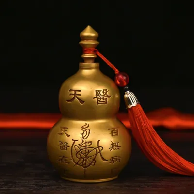 Lucky Pure Brass Gourd Ornament Open Hollow Office Decorations Craftwork Desktop Accessories Chinese Style Peaceful Decoration