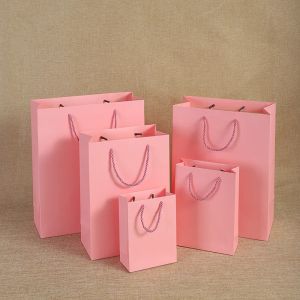 Pretty Pink Kraft Gift Bag Mini Gift Bag for Birthday Weddings Christmas Holidays Graduation Baby Showers Gift Bag Shopping Bags