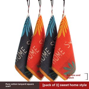 Pure Cotton Hanging Soft Dark Small Tower Cotton Kindergarten Neutral Square Scarf Handkerchief Logo Face Washing at Home Towel