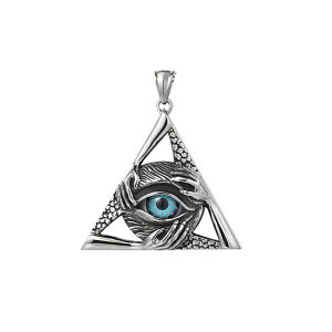 Retro Unique Evil Eye Pendant for Men Punk Hip Hop Stainless Steel Triangle Necklace Personality Fashion Jewelry Gift Wholesale