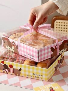 Transparent Korean Style Cake Dessert Takeaway Box Spring Outing Packaging Box Macaron Pastries Baking Cooking Utensils