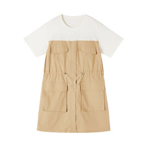 URLAZH | Light Industrial Style Pseudo Two-Piece Short Sleeve Dress
