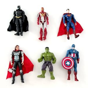 Bandai | 6 Pcs/Set Cartoon Super Hero Action Figures Joints Can Move With Shields Attached PVC Model Collection Gift Toy