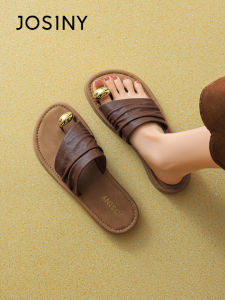 Josiny | Soft Flat Sandals Female Summer Toe-post Brown