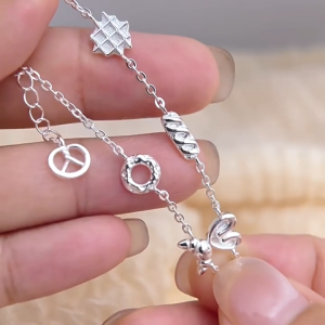 Elegan Jewellery S925 Sterling Silver Bread Head Donut Bracelet