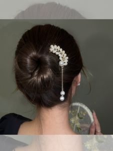 Hairpin Chinese Ancient Style Elegant Pearl Pendant Hairpin Minimalist Modern Net Red Bun Updo Gadget Fairy Style Headdress Female