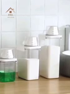 Laundry Detergent Powder Container 1PCS 1.1L Household Storage Detergent Box Food Storage Containers Laundry with Lid and Handle Measuring Cup Tank Moisture-proof Storage Plastic Bottle Bucket For Laundry Storage