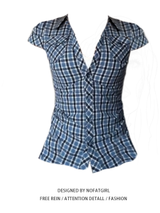 plus Size Womens Plaid Polo Neck Short Sleeve Shirt Slim Fit Waist Cinched Summer New Style American Hot Girl Top