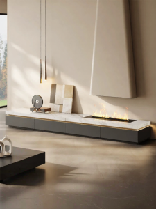 Natural High-end Marble Italian Minimalist Wall Fireplace TV Cabinet