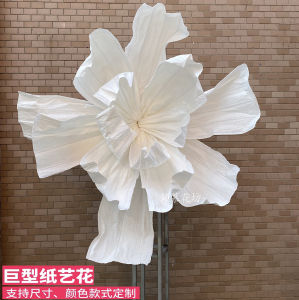 Handmade Giant Paper Flowers Wedding Decoration Festive Tissue Paper Art Sculpture Large Folded Flowers for Wedding Celebration